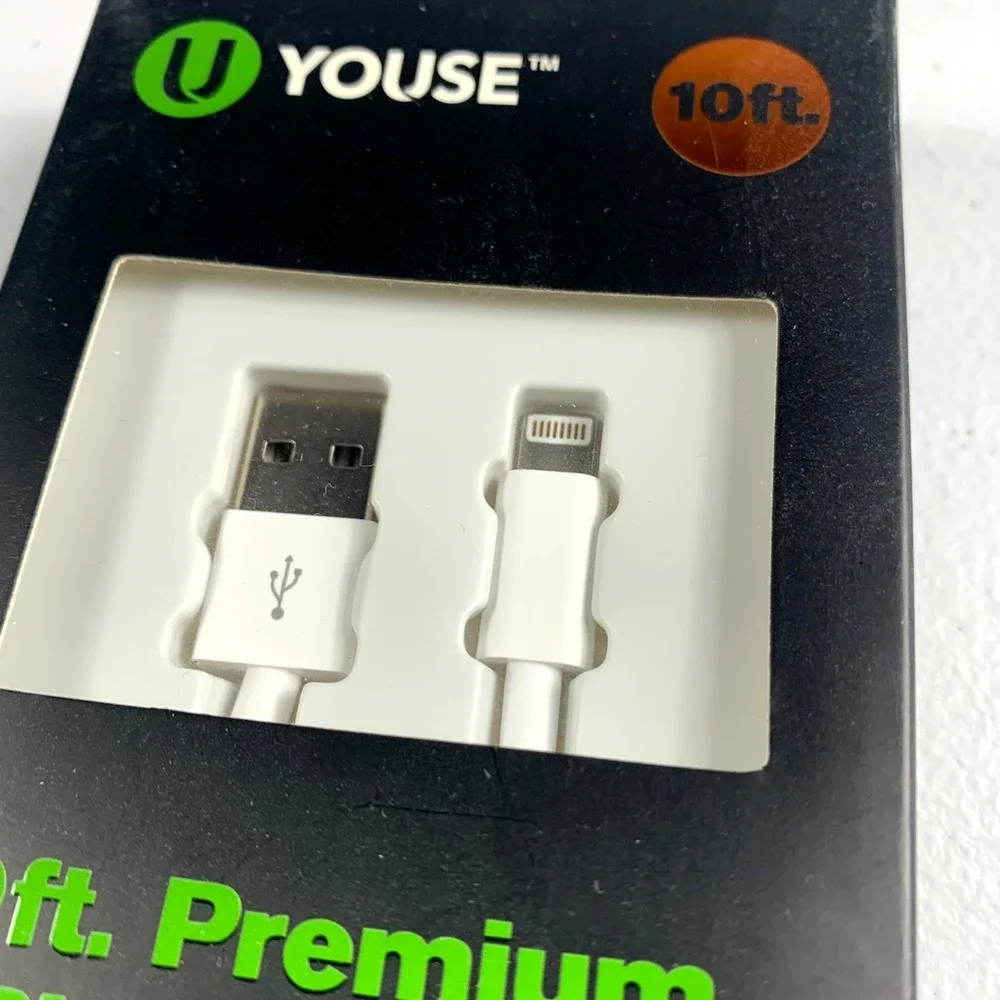 Youse 10ft Premium 8‑Pin USB‎ Charging Cable for iPhone & iPad White